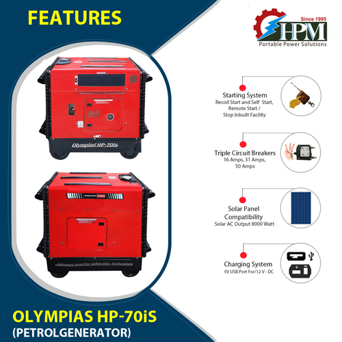8 KVA Petrol Generator Model Olympias HP-70is, Recoil & Self - Remote Start